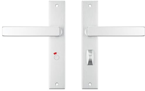AXA Türbeschläge set - Edge Riga - Türklinken Innentüren mit Langschild - Für Toilette und Badezimmer - Aluminium - TL63-8