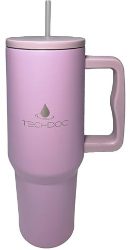 TechDoc 40 oz Insulated Tumbler with Handle & Sip Straw | Stainless Steel Water Bottle | Vacuum Travel Mug | Iced Coffee Cup | Hot & Cold Drinks | Gift for Him & Her | Lavender Mist | 1180ml