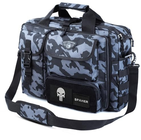 SPAHER Arbeitstasche Laptoptasche 14/15.6/17.3 Zoll Messenger Bag Herren Pilotentasche Aktentasche Taktische Tasche Militär Tragetasche Schultertasche Geschenk für Männer