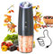 CIRCLE JOY Gravity Electric Pepper Grinder Rechargeable Pepper Mill Electric with White LED Light, Adjustable Coarseness, Washable 135ml Container, Black