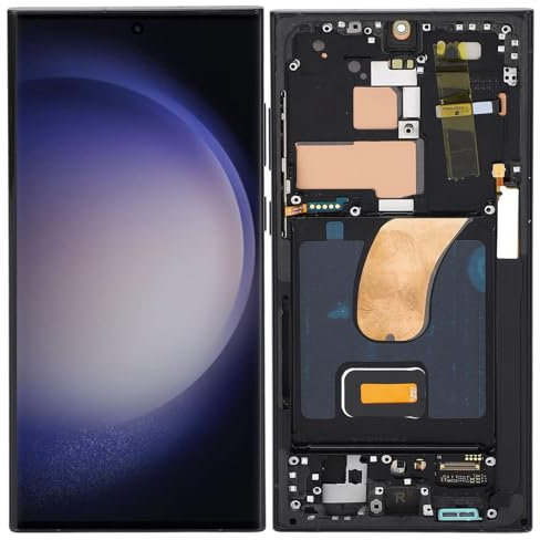 Garsent AMOLED pour S23 Ultra 5G, écran LCD de Remplacement pour S23 Ultra, écran Tactile Numériseur avec Kits D'outils de Cadre S23 Ultra 5G SM S918B, 6,7 Pouces (Noir Mat)