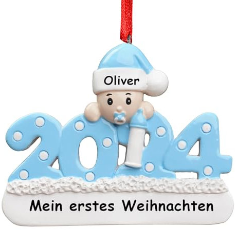 DPDP Personalisierte Weihnachtskugel Baby - Mein Erstes Weihnachtsbaby Mit Name, Geburtsdatum, Gewicht, Größe - Aus Harz