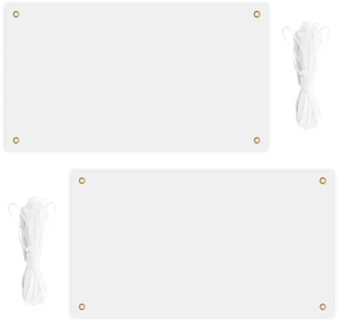 WYYFXY® 2 Set Großes Leeres Banner Weiß, 180 × 100cm Banner Personalisiert Leinwände zum Bemalen mit Ösen und 6m Hängendem Seil für Geburtstag Partys Outdoor Aktivitäten