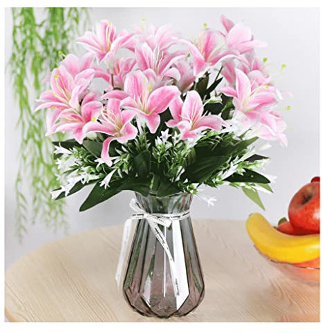 Künstliche Blumen zur Dekoration, künstlicher Lilienstrauß, künstliche Blumen, Hochzeitsstrauß, künstliche Blumen für Zuhause, Party, Garten, Geschäft, Hotel, Büro, Dekoration, künstliche Blumen,