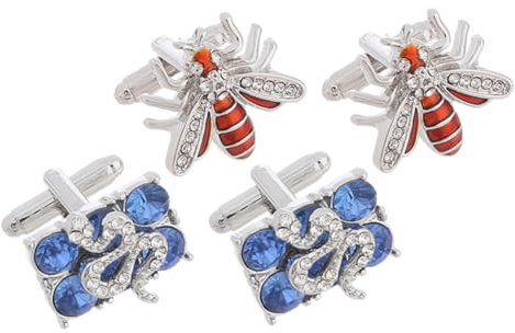 WATIIFUFU 2paare Manschettenknöpfe Aus Metall Mit Bienen Und Schlangedesign Für Herren-smoking Und Business-anzüge Passend Für Smokinghemden Und Formelle Anlässe