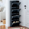 VEEHAUS Schuhregal Schmal Metall Schuhschrank Hoch Schuhkipper mit Magnetische Abdeckung Metall Montiert Schuhschrank Schmal und Wandmontage (Anthrazit, 4 Klappen)