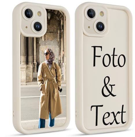 Xylota Personalisierte Handyhülle für iPhone 15 6,1'', Personalisiert Hülle mit Selbst Gestalten Eigenem Bild Text Foto Schutzhülle, Individuelle Design Stoßfest Silikon Case für iPhone 15,Weiß