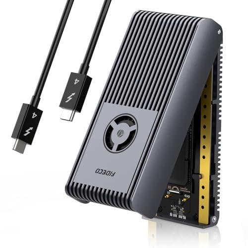 FIDECO 40Gbps M.2 NVMe Enclosure, USB4 NVMe SSD Enclosure, Aluminum SSD Case with Cooling Fan, Support UASP and TRIM, Compatible with USB4/3.2/3.1/3.0, Sandwich Style Design