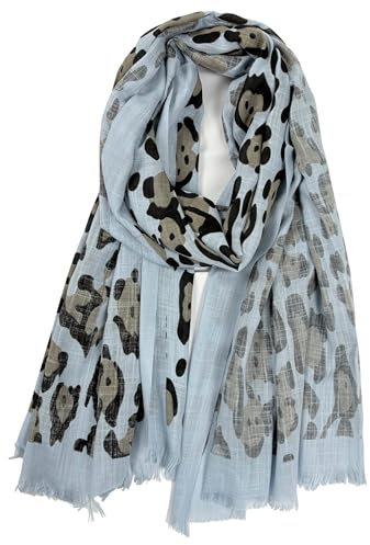 Van Der Rich ® - Schal mit Leopardenmuster Vintage-Tuch - Damen (Hellblau33, TU)