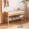 HARELA Shoe Bench with Cushioned Seat, Solid Wood Shoe Rack, Entryway Shoe Bench with Storage, Bedroom Bench for End of Bed, Shoe Rack Seating Bench for Hallway Foyer Entrance(Wood color,80cm/31.5in)