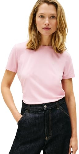 Tommy Hilfiger Damen T-Shirt Kurzarm Script Regular Fit, Rosa (Bonita Pink), XL