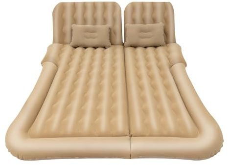 JJsdwin Auto Matratze, Automatratze Camping Aufblasbaren Autobett Mit 2 Kissen und Pumpe, SUV Luftmatratze Leicht für Reisen Camping Outdoor Aktivitäten, Beige