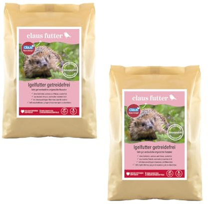 Claus Igelfutter getreidefrei | Doppelpack | 2 x 750 g | Mischfuttermittel für Igel | Auch für ernährungssensible, empfindliche und Junge Igel geeignet | Enthält Fleisch, Insekten und Ei