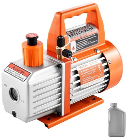 VEVOR Pompe à Vide, 100 L/Min, Pompe à Vide Climatisation à Palettes Rotatives 1 Étage, avec Bouteille d'Huile, Entretien Climatiseurs Automobiles, Dégazage Résine, pour Systèmes CVC R134a R22 R410a