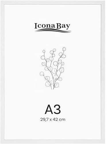 Bilderrahmen aus massivem Ayous-Holz – DIN A3 29,7 x 42 cm, Winterweiß | Icona Bay Wood Collection – Kleiner Fotorahmen Aus Echtholz – Moderner Stil – Nur Wandhalterung