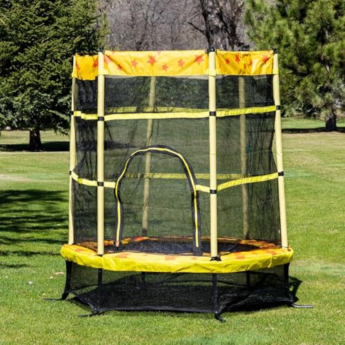 Chipolino Kindertrampolin Funny 140 cm Gummibänder Federabdeckung Reißverschluss gelb