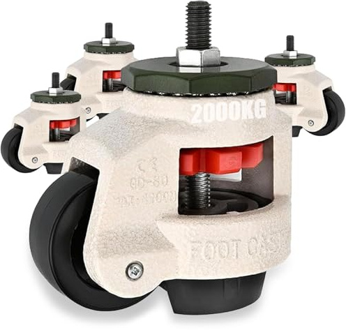 Set di 4 Ruote per Mobili Carichi Pesanti, Ruote per Spostare Mobili Portata Totale 2000kg Rotelle da Trasporto M12 x 30mm Rotelle Girevoli a 360° per Banchi da Lavoro Mobili (2000KG)
