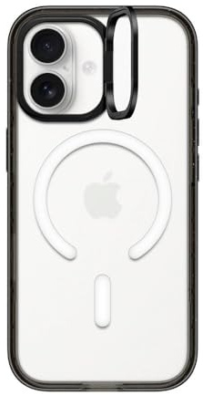 CASETiFY Impact Ring Stand iPhone 17 Hülle [Integriertem Ständer/MagSafe-kompatibel/Schutz vor Stürzen aus 2 m Höhe] - Transparentes Schwarz