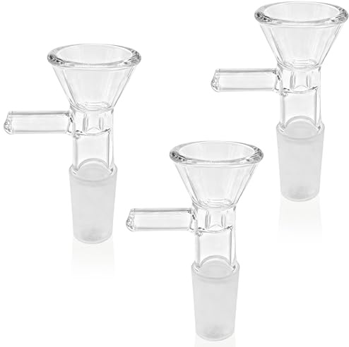 3PCS Glass Bong Bowl, Male Glass Bong Bowl Adaptor | 14mm Small Bongs Bowls Adaptor, Reusable Borosilicate Bowls Head Attachment for Smoking Water Pipes,Bongs Accessories