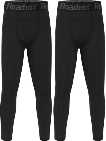 Roadbox 2er-Pack Thermoleggings Jungen Fleece Hose für Fussball Schule | Wärmende lange Unterwäsche mit 4-Wege-Stretch und schnelltrocknendem Komfort für aktive Kinder im Winter.