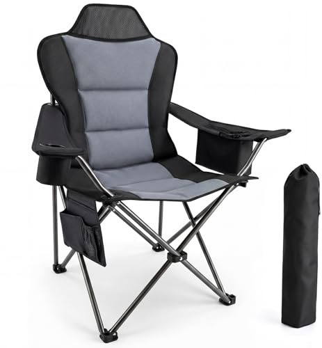 YEAUPE PRO Campingstuhl Faltbar Bequem Gepolster, 150 KG Belastbar | Luxus Camping Stuhl mit Hochlehner, Breiter Sitz | Multifunktional Angelstuhl, Karpfenstuhl, Klappstuhl Camping Chair, XL