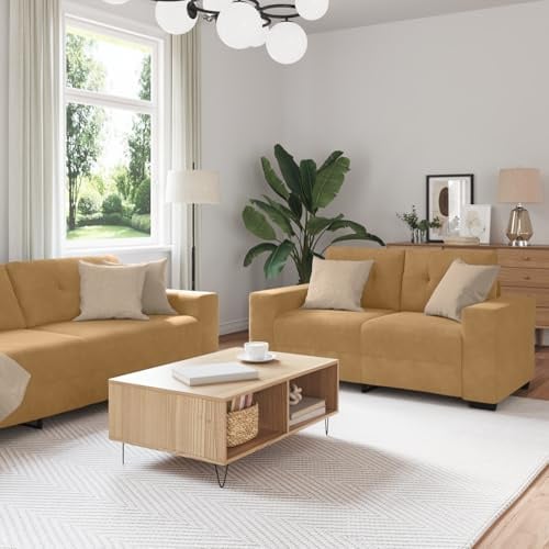RMIHSJG Moderne Samt Sofagarnitur in Braun mit Kissen Set aus 3 Teilen Sessel Zweisitzer Dreisitzer für Wohnzimmer Elegantes Design und Komfort