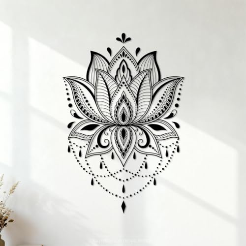 Böhmisches Lotus-Yoga-Studio-Mandala Wand- und Wandaufkleber aus Vinyl 48x70.9cm Tattoo-Kultur Schwarz