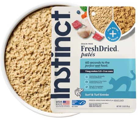 Instinct FreshDried Pates, Freeze Dried Cat Food, Surf & Turf, 3 oz. Bag