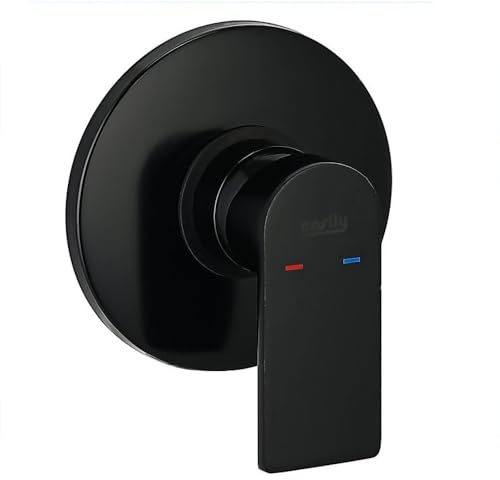 Vetrineinrete® Miscelatore per doccia ad incasso da parete nero rubinetto monocomando moderno tondo