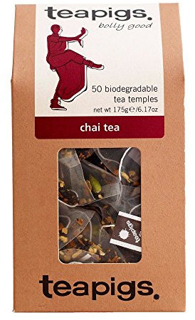 Teapigs Spiced Chai Tea Bags - Assam Black Tea Blended with Cinnamon, Ginger & Cardamom - Bold, Aromatic & Naturally Energising - 50 Biodegradable Tea Temples (1 Pack)