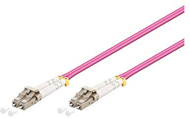 Goobay 95937 Glasfaser Kabel Multimode OM4 Violett Duplex / LC UPC Stecker auf LC UPC Stecker / Lichtwellenleiter LWL Kabel halogenfrei / Violett / Glasfaserkabel 5m