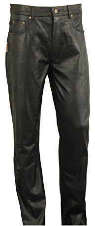 Lederhose Herren lang- Damen Lederhose lang in Jeansoptik- Lederjeans- Jagd Lederhose-Lederhose Nubuk Herren-Damen-Schwarz, Braun (W35, Schwarz)