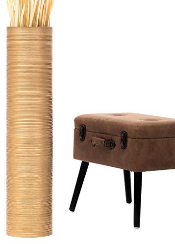 Leewadee Große Deko Bodenvase Für Dekozweige, Hohe Standvase Für Pampasgras, Design Holzvase, 90 cm, Gold