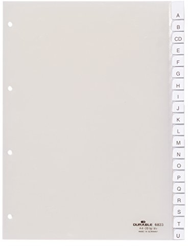 Durable Register A4 mit umschweißten Taben, 20tlg., 1 Stück, transparent, 682319