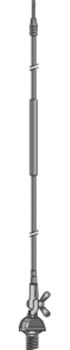 Albrecht DV-27, Antenne komplett, 6700, 140 cm, 1/4 Lambda | Mobiler 27 MHz Strahler mit DV-Fuss für 12,5 mm Bohrung, 80 W Belastbarkeit, 50 Ohm Impedanz und geringem SWR.