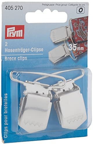 Prym 405.270 Hosenträger Clips, Legierter Stahl, Silber, Einheits Größe, 2 Count