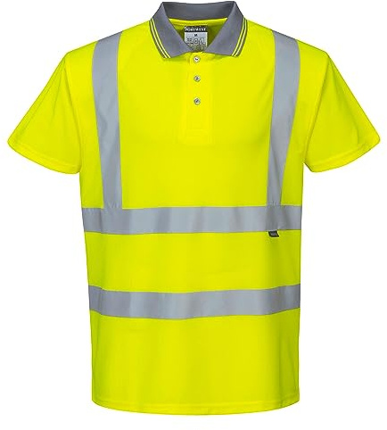 Portwest S477 Warnschutz Kurzarm Polo Hemd Grosszügige Passform Normalgröße | Gelb, 7XL, EN ISO 20471 Klasse 2, Polyester Reflektierend Bau, 100% Polyester
