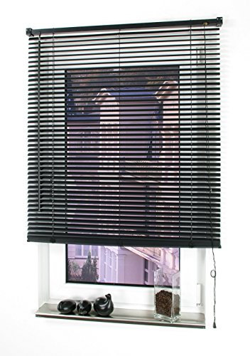 Liedeco Jalousie aus Kunststoff, 160 cm Länge, Kunststoff-Jalousie schwarz B 60 cm