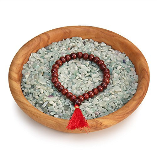 Bodhi Armband Mala aus Rosenholz mit roter Quaste, 27 Perlen