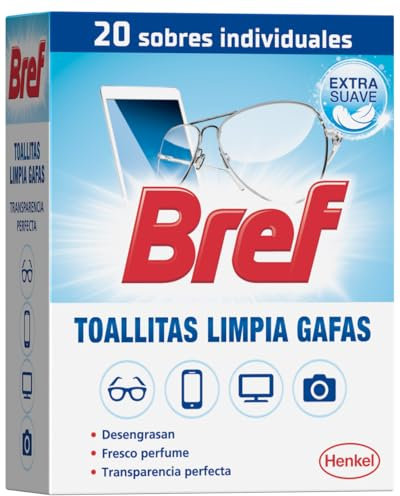 Bref Toallitas Limpiadoras para Gafas, Smartphones, Cámaras, Espejos y otros Dispositivos y Superficies 20 Unidades