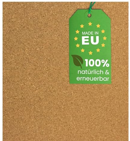 EKB Korkplatte 100x50cm 30mm stark I Natürliche Presskorkplatte für Pinnwand, Wanddekoration oder Schallschutz Akustikplatte I Umweltfreundliches DIY-Projektmaterial zum Basteln & Modellbau