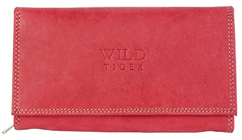 Damen Rotes Leder Portemonnaie - Briftasche Wild Tiger