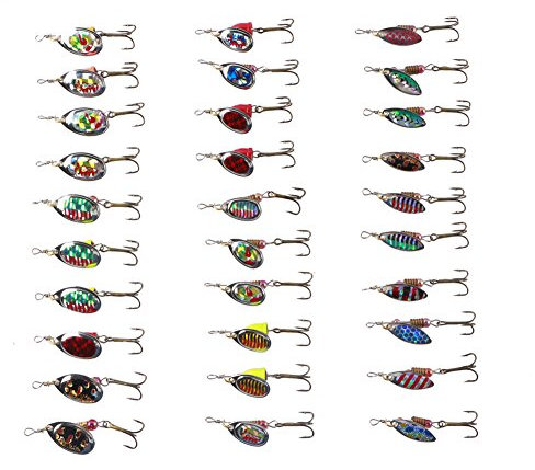 Free Fisher-30pcs Spinner Set Cucharillas Pesca para Lucio Perca Trucha