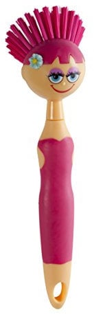 haug bürsten Spülbürste - Reinigungsbürste ideal für Töpfe oder Geschirr - Farbe: Berry - Maße: 5 x 5 x 24 cm