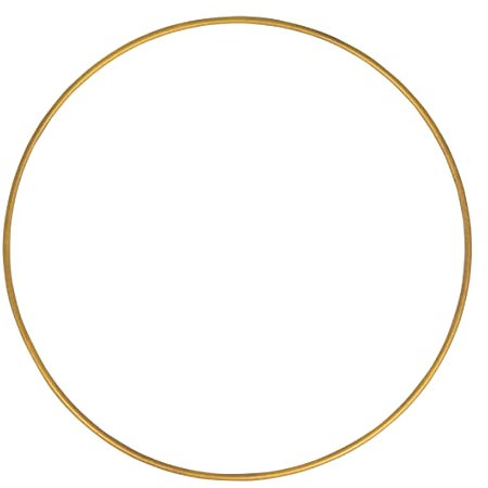 Rayher 2505206 Metallring, gold beschichtet, 20 cm ø, Stärke ca. 3 mm, Drahtring zum Basteln, für Wickeltechnik, Traumfänger Ring, Makramee Ring, Floristik