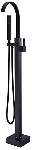 Artiqua Freistehender Badewannen-Wasserhahn-Einfüller, schwarz, Bodenmontage, Einhandgriff mit Handbrause