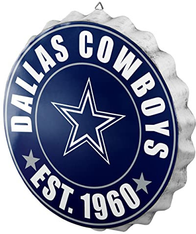 FOCO NFL Team Metal Distressed Bottle Cap Sign (Dallas Cowboys)