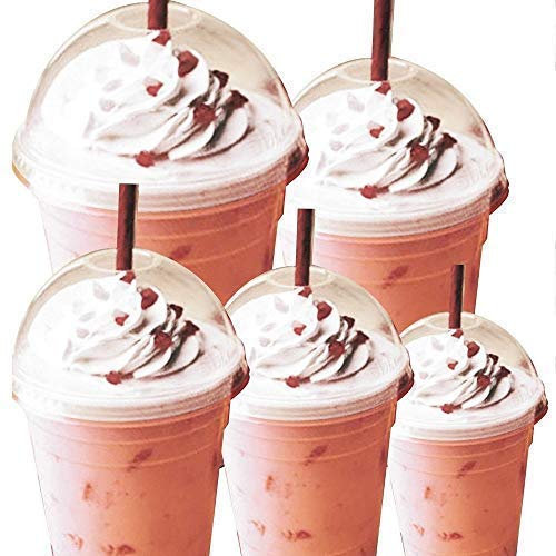 We Can Source It Ltd – 20oz 568ml Plastic Smoothie Cups with Dome Lids– Ideal for Iced Drinks, Smoothies, Juices, Milkshakes, Cold Coffee – 100% Disposable & Recyclable – 50 Pack