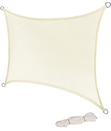 Laneetal Vela Ombreggiante Impermeabile, Telo Parasole in HDPE Anti UV 95% Protezione Tenda da Sole per Esterno, Tenda Parasole Rettangolare,Quadrato per Giardino, Balcone, Piscina