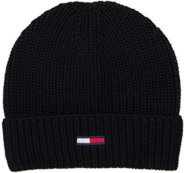Tommy Hilfiger Herren Mütze TJM Basic Flag Rib Beanie OneSize Schwarz AM0AM05191